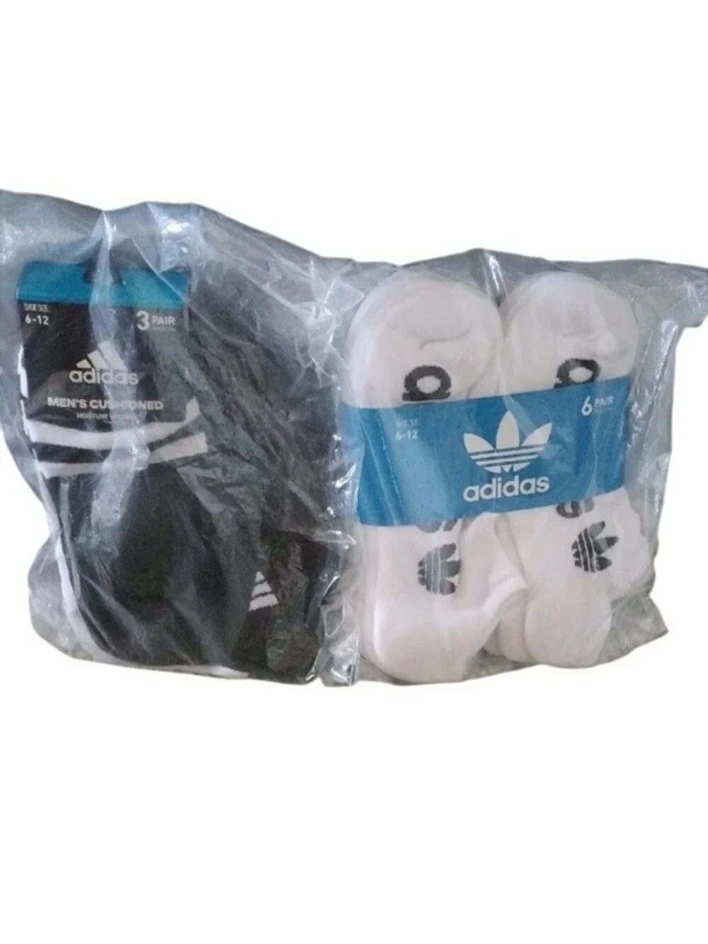 Adidas Men's Cushioned Quarter Crew & Originals Low Cut White Socks 9 Pairs
